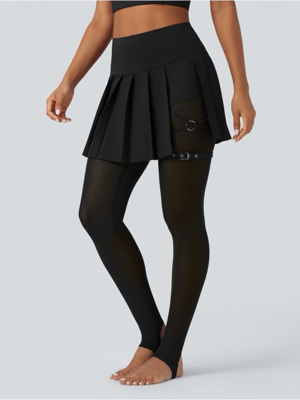 HALARA XL Breezeful High-Waisted Two-in-one pleated skirt with strappy detail